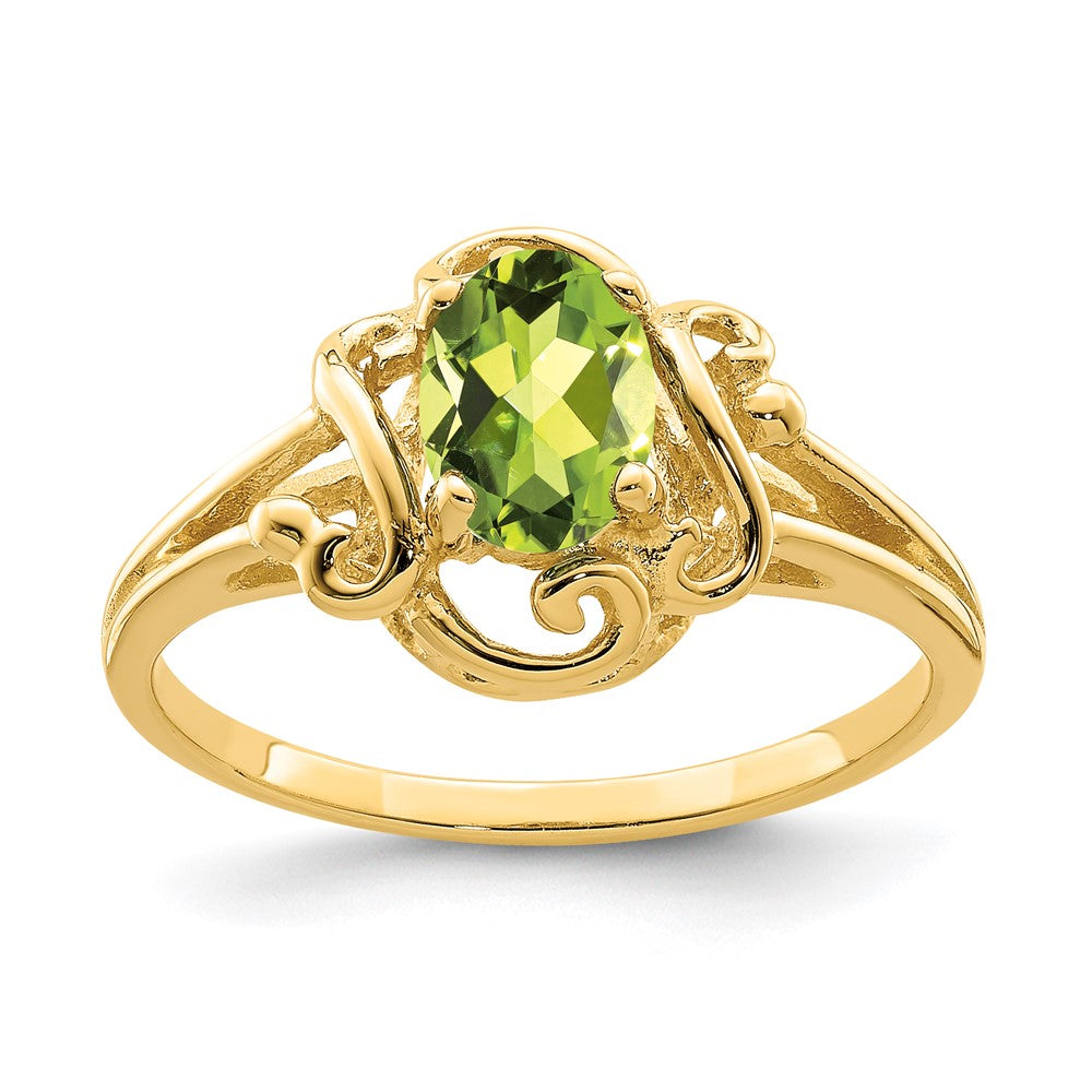 14k 7x5mm Oval Peridot Ring