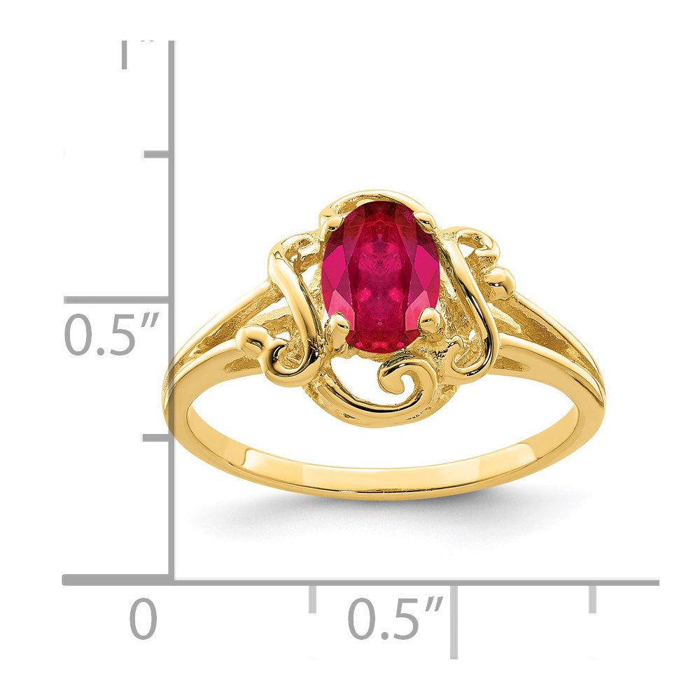 14k 7x5mm Oval Ruby Ring