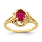 14k 7x5mm Oval Ruby Ring