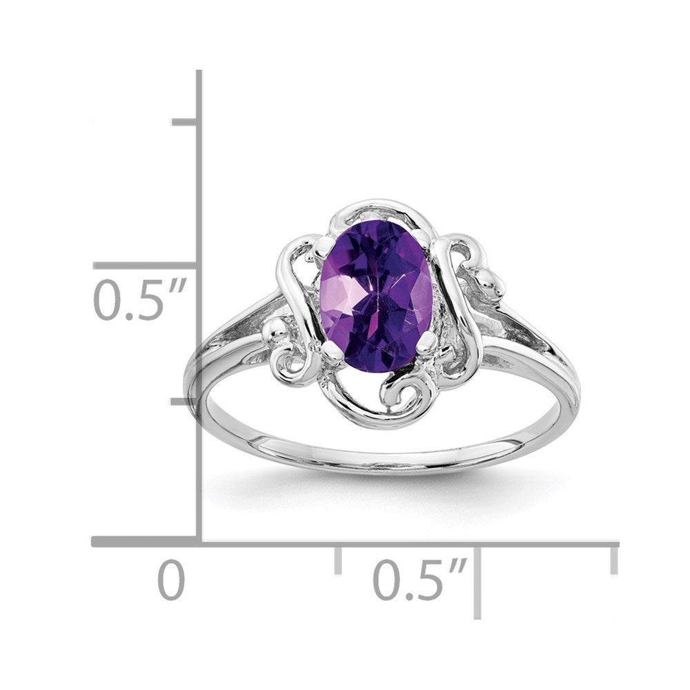 14k White Gold 7x5mm Oval Amethyst Ring