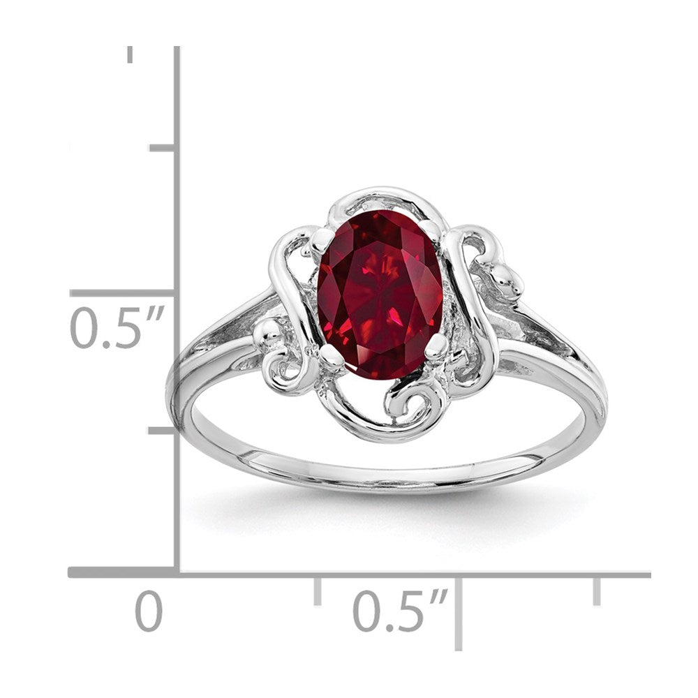 14k White Gold 7x5mm Oval Lab-Created Ruby Ring