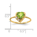 14k 6mm Heart Peridot and VS Diamond Ring