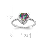 14k White Gold 6mm Heart Mystic Fire Topaz and AA Diamond Ring