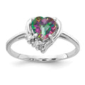 14k White Gold 6mm Heart Mystic Fire Topaz and AA Diamond Ring