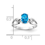14k White Gold 7x5mm Oval Blue Topaz Ring