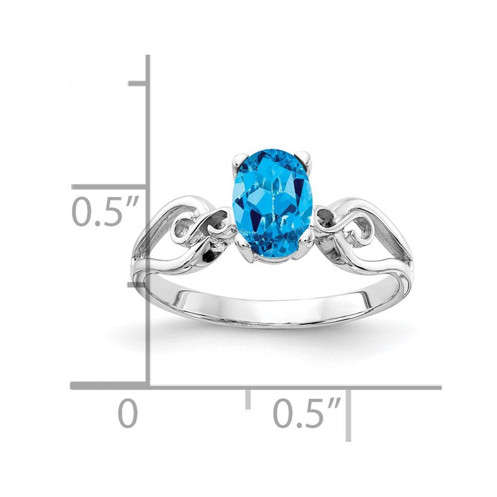 14k White Gold 7x5mm Oval Blue Topaz Ring