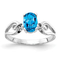 14k White Gold 7x5mm Oval Blue Topaz Ring