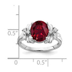 14k White Gold 10x8mm Oval Lab-Created Ruby and 1/10 carat AA Diamond Ring