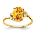 14k 8x6mm Oval Citrine and A Diamond Ring