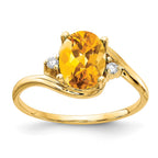 14k 8x6mm Oval Citrine and A Diamond Ring