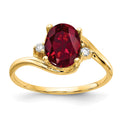 14k 8x6mm Oval Lab-Created Ruby and VS Diamond Ring