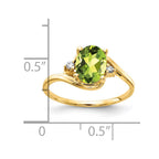 14k 8x6mm Oval Peridot and AA Diamond Ring