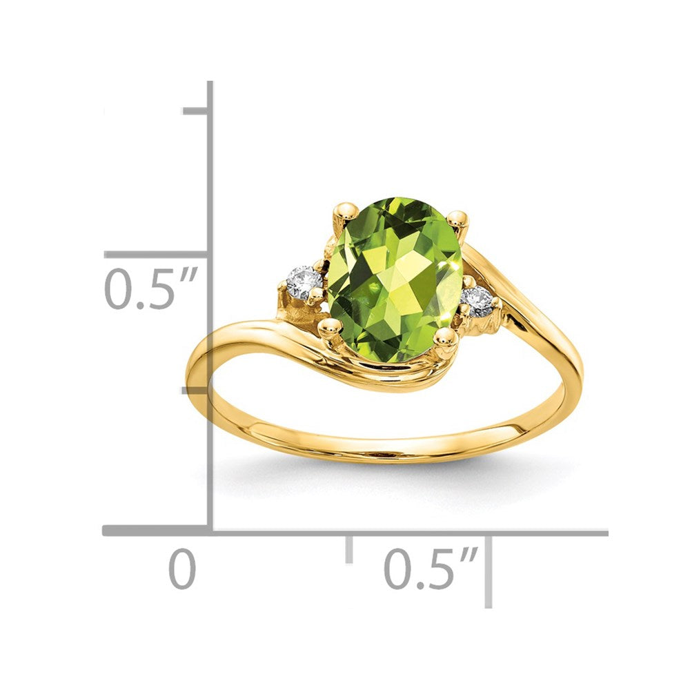 14k 8x6mm Oval Peridot and AAA Diamond Ring