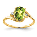 14k 8x6mm Oval Peridot and AAA Diamond Ring
