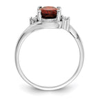 14k White Gold 8x6mm Oval Garnet and A Diamond Ring