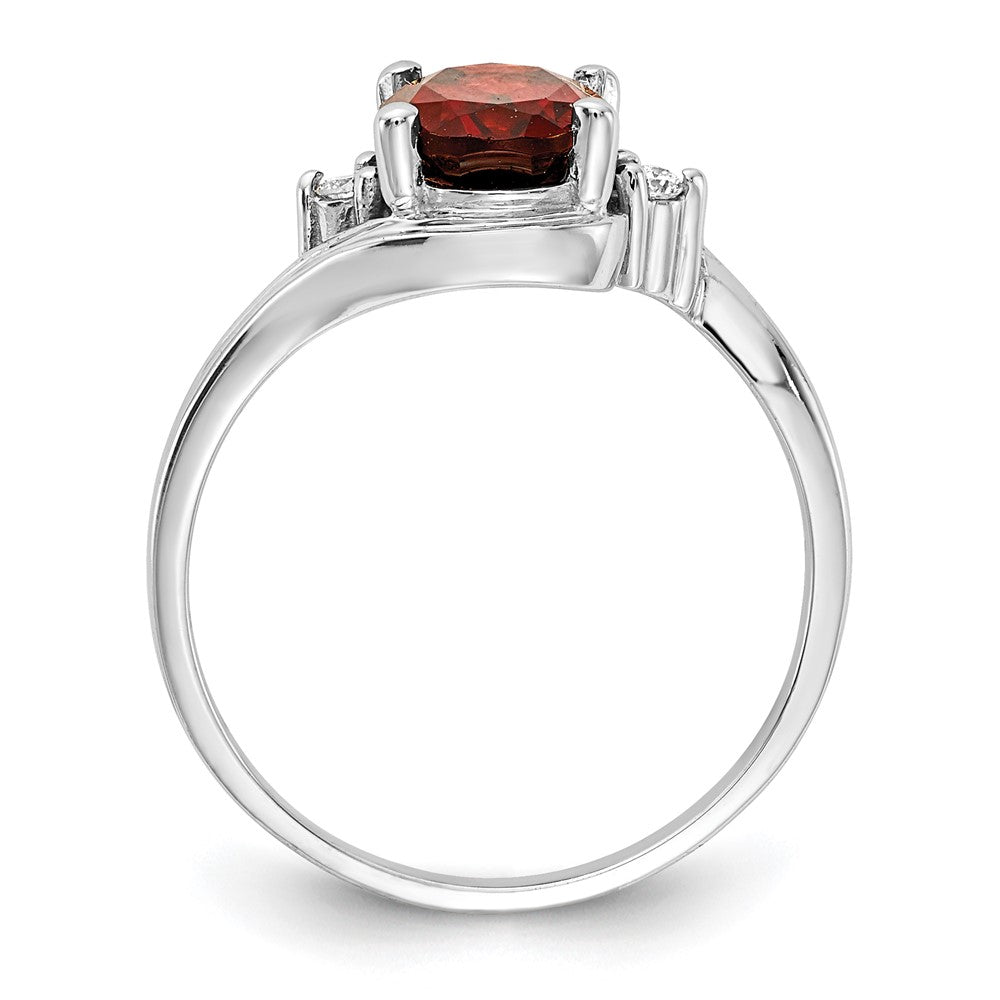 14k White Gold 8x6mm Oval Garnet and AAA Diamond Ring