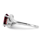 14k White Gold 8x6mm Oval Garnet and A Diamond Ring