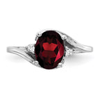 14k White Gold 8x6mm Oval Garnet and A Diamond Ring