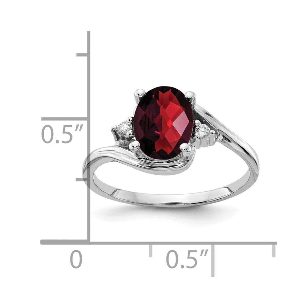 14k White Gold 8x6mm Oval Garnet and A Diamond Ring