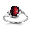 14k White Gold 8x6mm Oval Garnet and A Diamond Ring