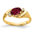 14k 7x5mm Oval Lab-Created Ruby and 1/20 carat A Diamond Ring