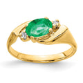 14k 7x5mm Oval Emerald and 1/20 carat VS Diamond Ring