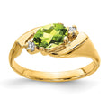 14k 7x5mm Oval Peridot and 1/20 carat VS Diamond Ring