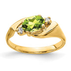 14k 7x5mm Oval Peridot and 1/20 carat AA Diamond Ring