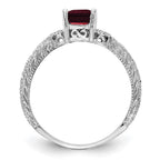14k White Gold 7x5mm Emerald-cut Garnet and 1/20 carat AAA Diamond Ring