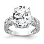 14k White Gold 12x10mm Oval Cubic Zirconia and 1/20 carat AA Diamond ring