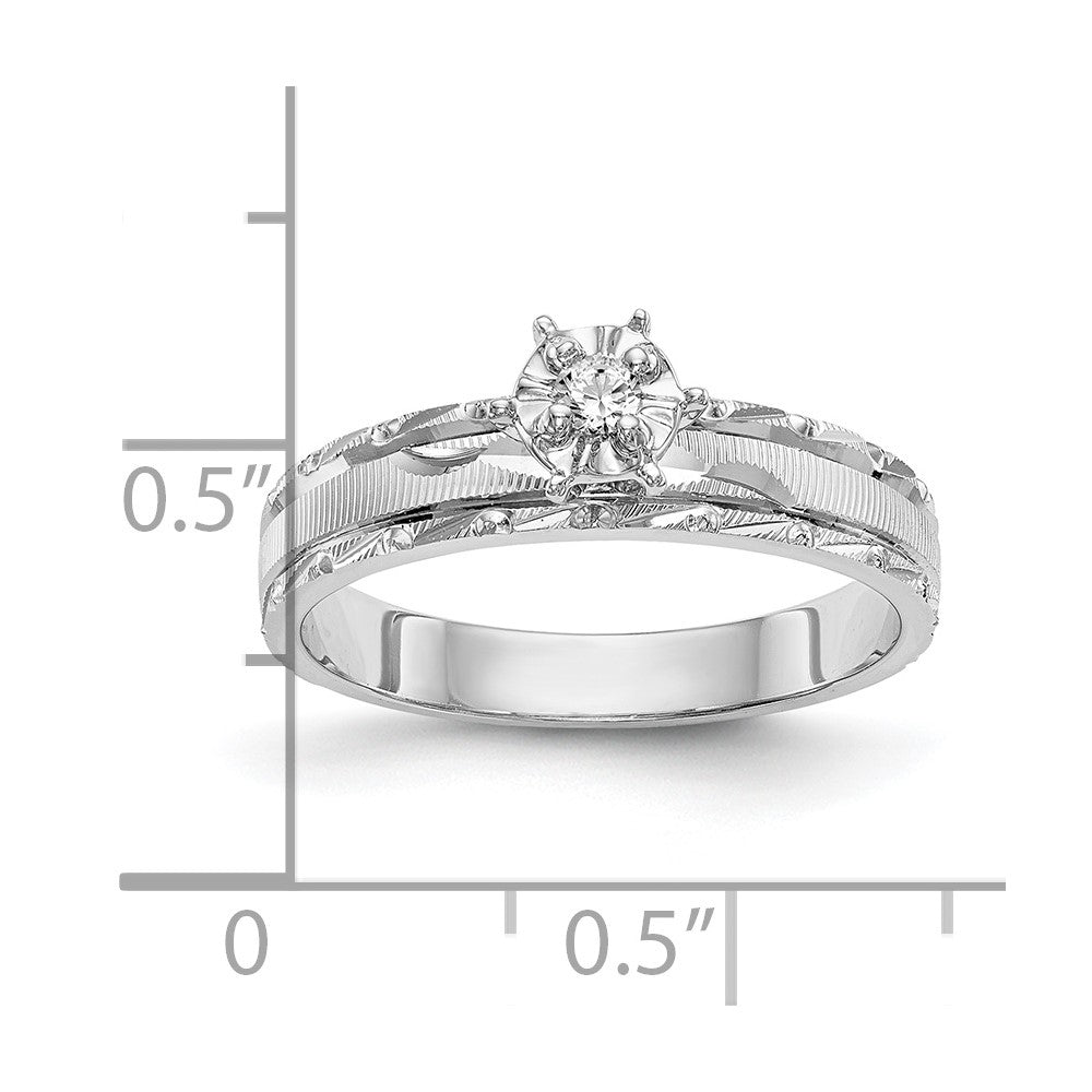 14k White Gold AA Quality 1/20 carat Diamond Trio Complete Engagement Ring