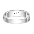 14k White Gold AA Quality .03 carat Diamond Trio Mens Complete Wedding Band