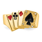 IB Goodman 14k Red and Black Enameled with AA Diamond Mens Poker Ring