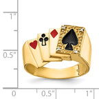 IB Goodman 14k Red and Black Enameled with AA Diamond Mens Poker Ring