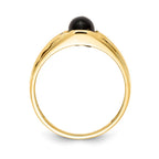 IB Goodman 14k 8x6 Oval Onyx Cabochon and AAA Diamond Mens Ring
