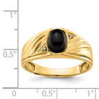 IB Goodman 14k 8x6 Oval Onyx Cabochon and VS Diamond Mens Ring
