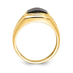 IB Goodman 14k 10x8mm Barrel Onyx and AAA Diamond Mens Ring