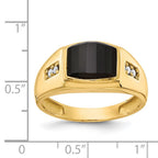 IB Goodman 14k 10x8mm Barrel Onyx and AA Diamond Mens Ring