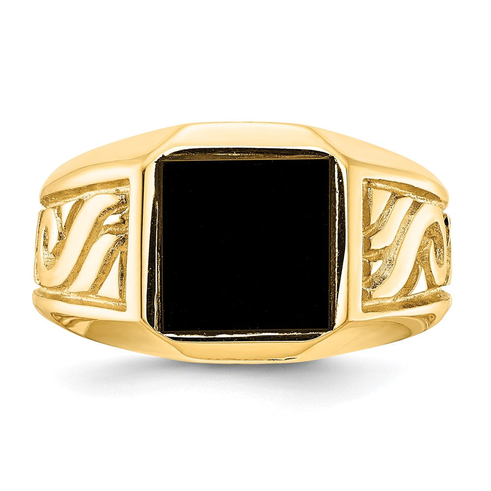 IB Goodman 14k 9.25mm Square Onyx Mens Ring
