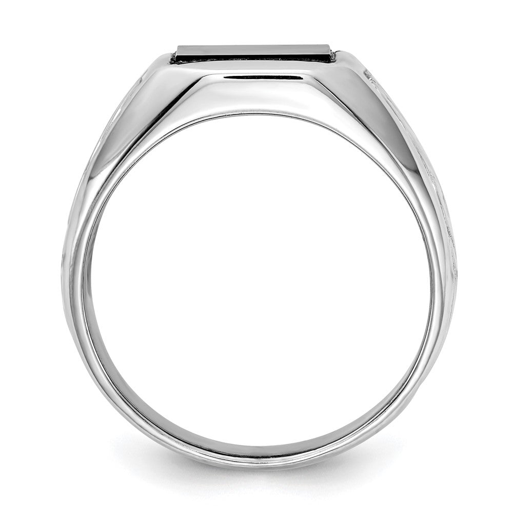 IB Goodman 14k White Gold 9.25mm Square Onyx Mens Ring