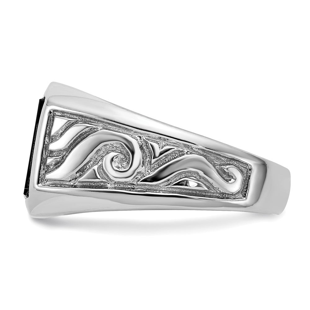 IB Goodman 14k White Gold 9.25mm Square Onyx Mens Ring