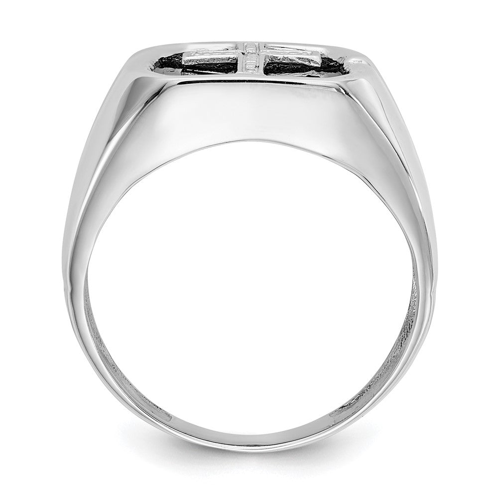 IB Goodman 14k White Gold Octagon Onyx and A Diamond Mens Cross Ring