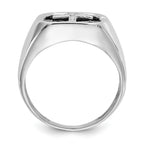 IB Goodman 14k White Gold Octagon Onyx and AAA Diamond Mens Cross Ring