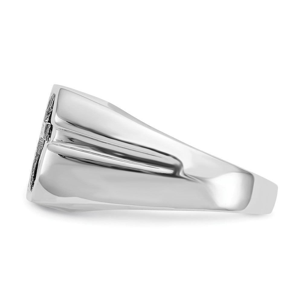 IB Goodman 14k White Gold Octagon Onyx and AA Diamond Mens Cross Ring