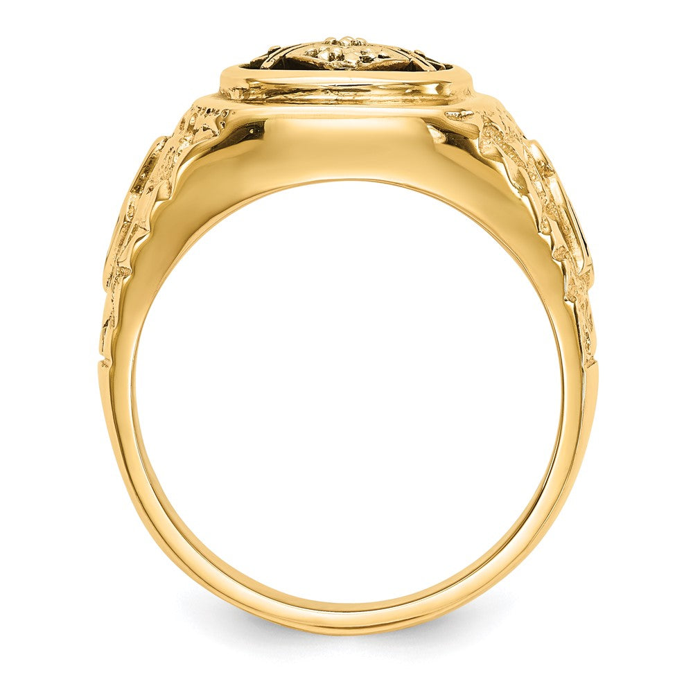 IB Goodman 14k Polished and Antiqued Nugget Texture A Quality Diamond Masonic Ring