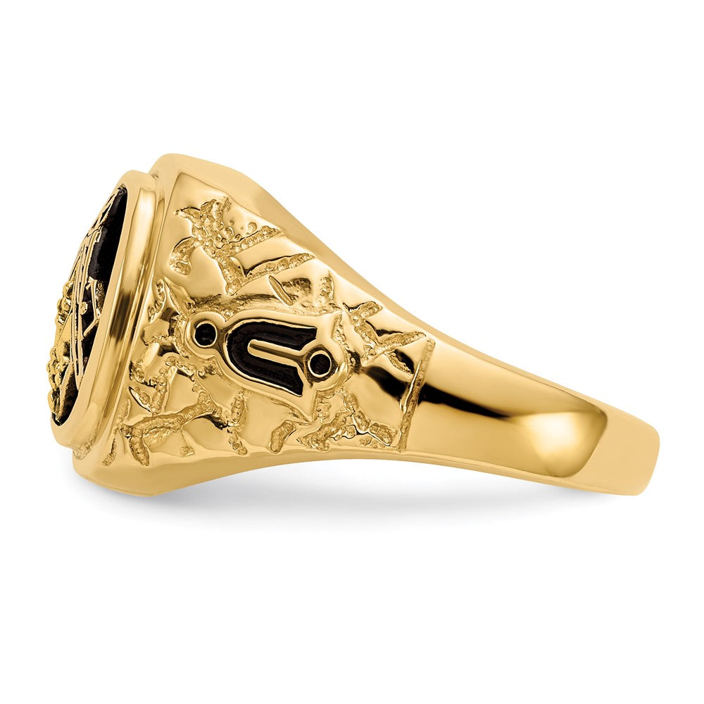 IB Goodman 14k Polished and Antiqued Nugget Texture VS Quality Diamond Masonic Ring