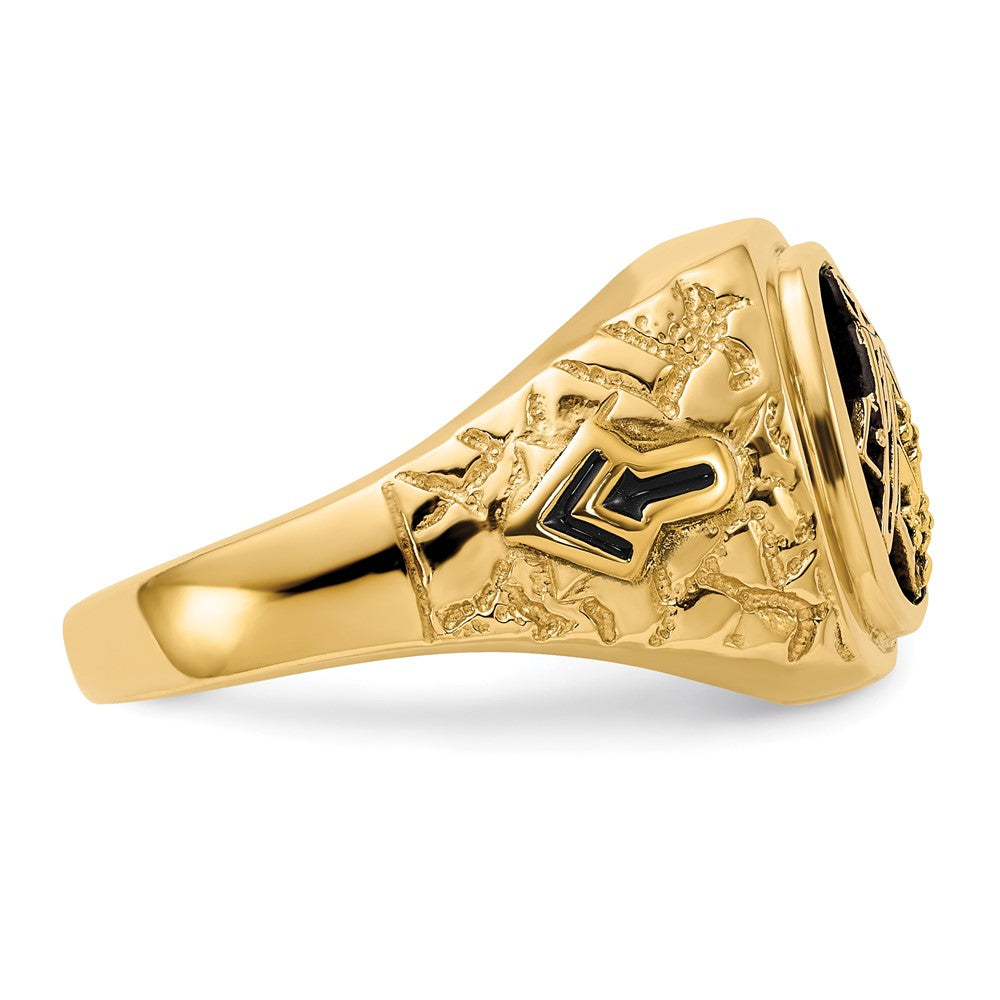 IB Goodman 14k Polished and Antiqued Nugget Texture VS Quality Diamond Masonic Ring