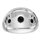 IB Goodman 14k White Gold Mens Polished/Antiqued Nugget Texture with Black Enamel and AA Quality Diamonds Masonic Ring