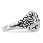 IB Goodman 14k White Gold Mens Polished/Antiqued Nugget Texture with Black Enamel and VS Quality Diamonds Masonic Ring