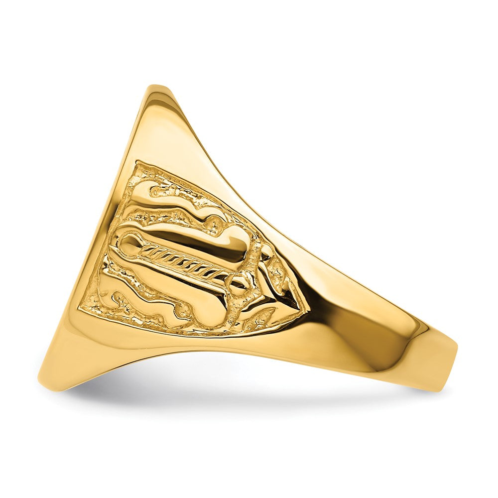 IB Goodman 14k Mens Polished and Grooved (No Enamel) Masonic Ring